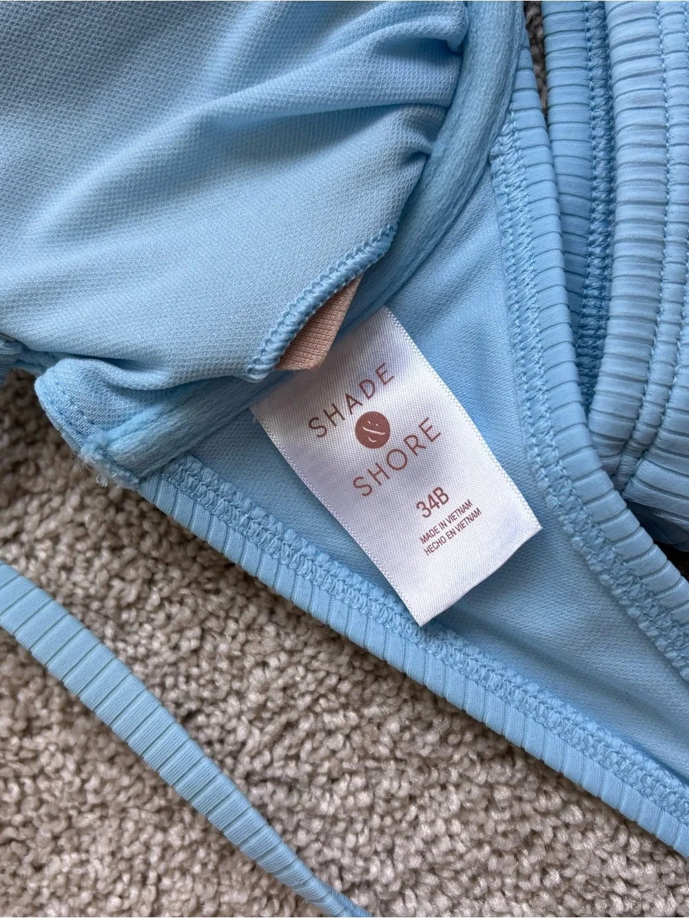 Shade & Shore Light Blue Ribbed Bikini Set